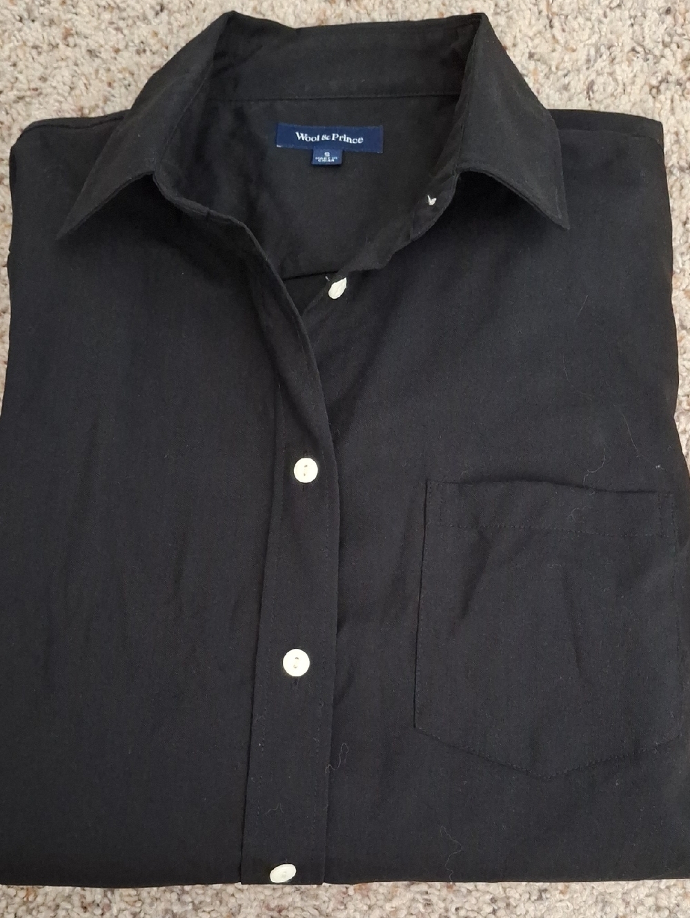 Wool & Prince 100% wool 130 fitted Black Button-Down Shirt